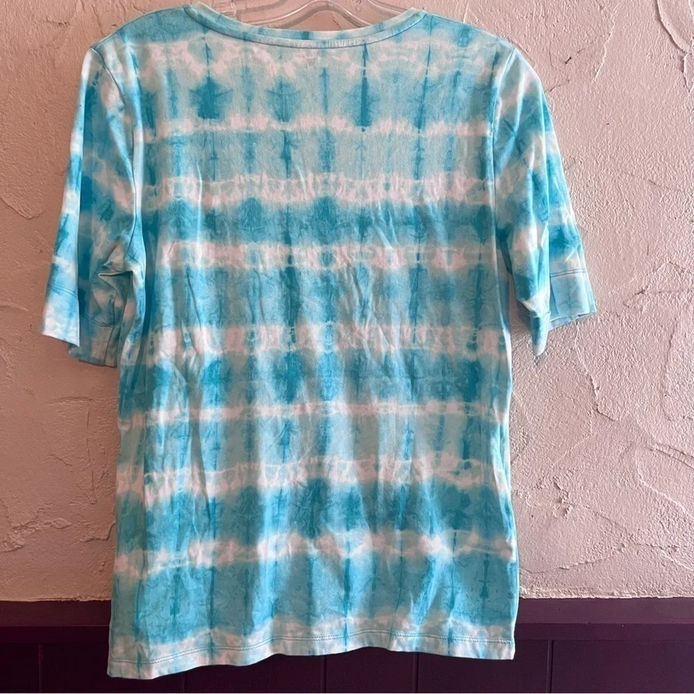 Jones New York Sport Blue and White Tie Dye Top Size Large - Picture 2 of 7